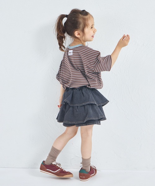 pairmanon（ペアマノン）の「ビックシルエット バックタグ付き カラーボーダー 半袖Tシャツ（Tシャツ/カットソー・キッズ・ピンク系その他/イエロー系その他/ブルー系その他/ベージュ系その他/グレー系その他/ブラウン系その他・100/110/120/130/140/150/90）」の7枚目の写真