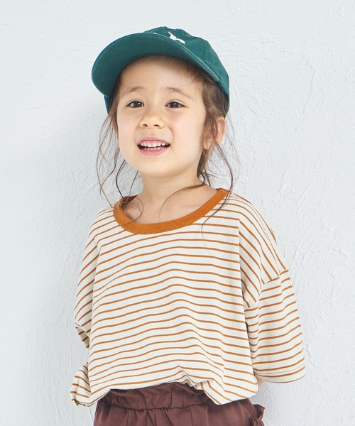 pairmanon（ペアマノン）の「ビックシルエット バックタグ付き カラーボーダー 半袖Tシャツ（Tシャツ/カットソー・キッズ・ピンク系その他/イエロー系その他/ブルー系その他/ベージュ系その他/グレー系その他/ブラウン系その他・100/110/120/130/140/150/90）」の16枚目の写真