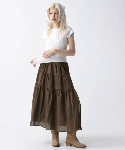 FOREVER 21（フォーエバー トゥエンティーワン）の「【2025SS】スリットコットンロングスカート（スカート・レディース・オフホワイト/ブラック/ブラウン・FREE）」の6枚目の写真