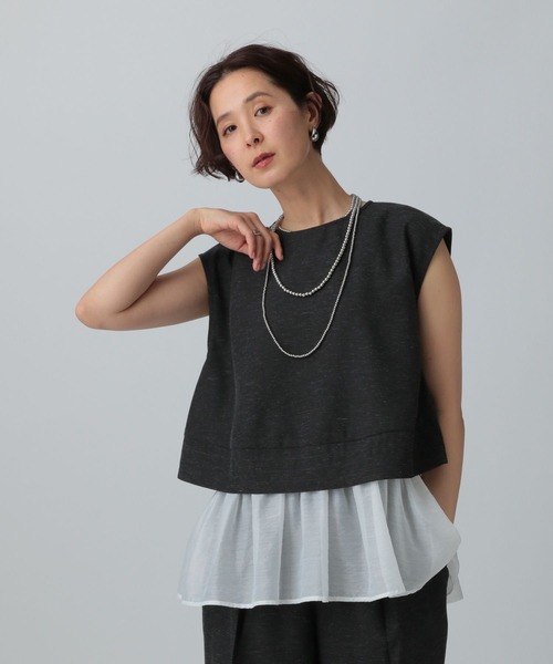 LEPSIM（レプシィム）の「リネンブレンドノースリブラウス　324947（シャツ/ブラウス・レディース・ブラック/オレンジ系その他/ベージュ・FREE）」の2枚目の写真