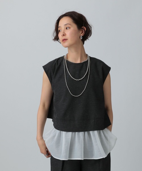 LEPSIM（レプシィム）の「リネンブレンドノースリブラウス　324947（シャツ/ブラウス・レディース・ブラック/オレンジ系その他/ベージュ・FREE）」の5枚目の写真