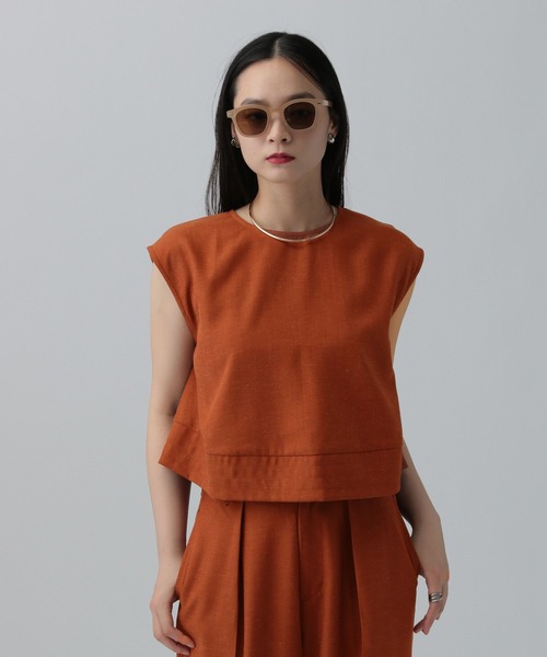 LEPSIM（レプシィム）の「リネンブレンドノースリブラウス　324947（シャツ/ブラウス・レディース・ブラック/オレンジ系その他/ベージュ・FREE）」の10枚目の写真