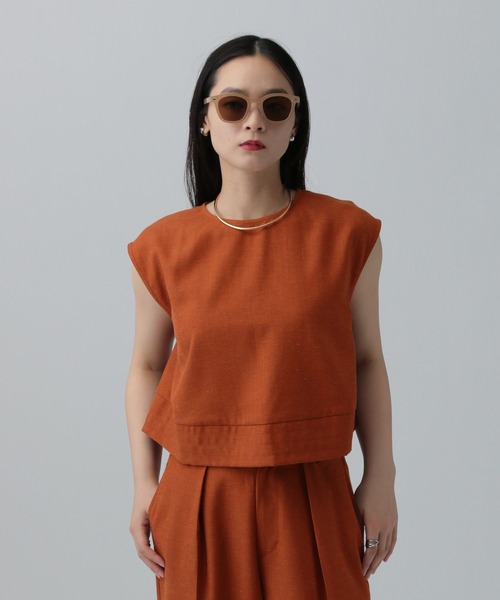 LEPSIM（レプシィム）の「リネンブレンドノースリブラウス　324947（シャツ/ブラウス・レディース・ブラック/オレンジ系その他/ベージュ・FREE）」の11枚目の写真