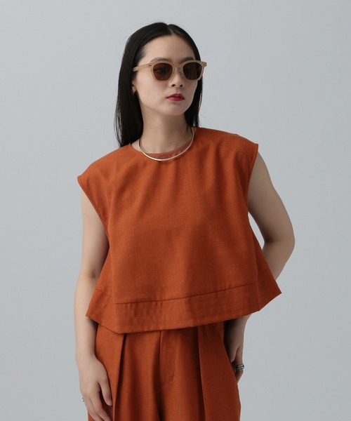 LEPSIM（レプシィム）の「リネンブレンドノースリブラウス　324947（シャツ/ブラウス・レディース・ブラック/オレンジ系その他/ベージュ・FREE）」の12枚目の写真