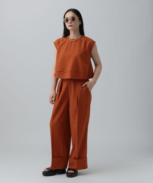 LEPSIM（レプシィム）の「リネンブレンドノースリブラウス　324947（シャツ/ブラウス・レディース・ブラック/オレンジ系その他/ベージュ・FREE）」の14枚目の写真