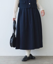 ビュルデサボン ネイビー 刺繍 シフォンスカート ロングスカート bulle de savon（ビュルデサボン）の「菜の花刺繍 スカート（スカート