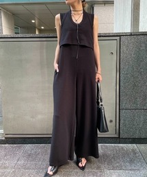 セール】KNIT DOCKING LOOSE ROMPERS（つなぎ/オールインワン）｜Ameri