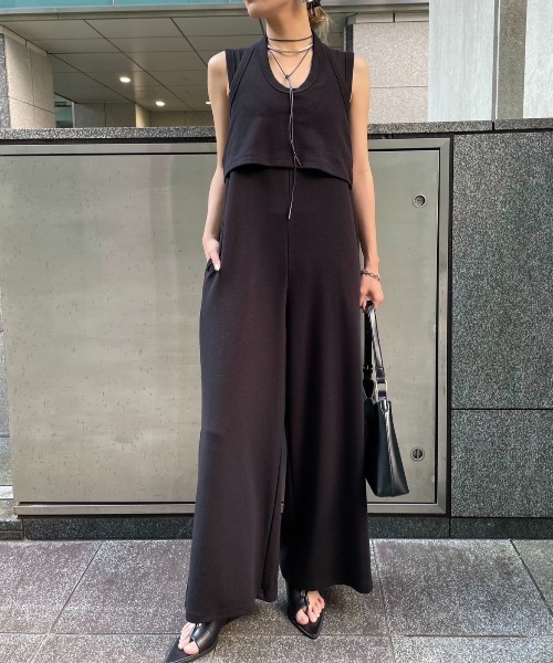 AIC.（エーアイシー）の「ホルタータンク/コンビネゾンアンサンブル（つなぎ/オールインワン・レディース・ブラック/ブラウン・FREE）」の2枚目の写真