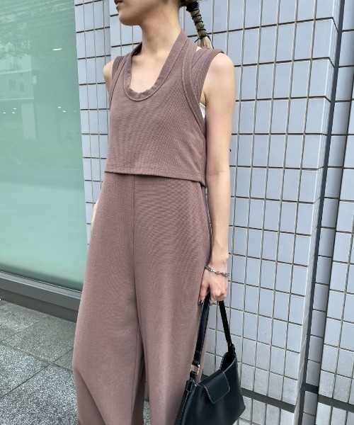 AIC.（エーアイシー）の「ホルタータンク/コンビネゾンアンサンブル（つなぎ/オールインワン・レディース・ブラック/ブラウン・FREE）」の4枚目の写真
