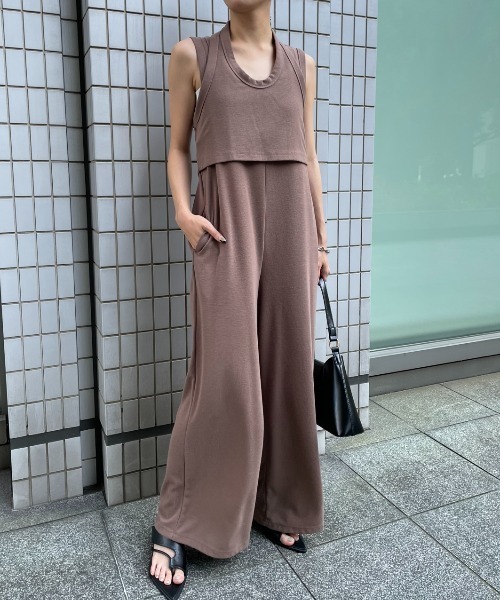 AIC.（エーアイシー）の「ホルタータンク/コンビネゾンアンサンブル（つなぎ/オールインワン・レディース・ブラック/ブラウン・FREE）」の3枚目の写真