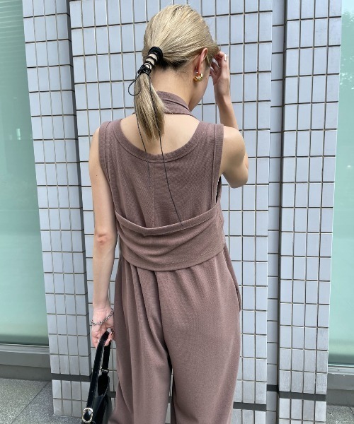 AIC.（エーアイシー）の「ホルタータンク/コンビネゾンアンサンブル（つなぎ/オールインワン・レディース・ブラック/ブラウン・FREE）」の6枚目の写真