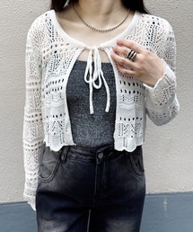 nomnom（ノムノム）の「【nomnom】透かし編みレースニットボレロ（カーディガン/ボレロ）」