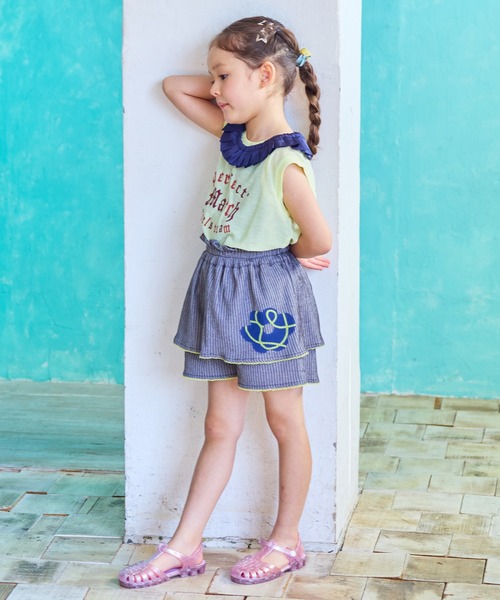 MARKEY'S（マーキーズ）の「リブモチーフプリントキュロットパンツ（その他パンツ・キッズ・チャコール/パープル/ライトピンク・80/90/95/100/110/120/130/140/150）」の5枚目の写真