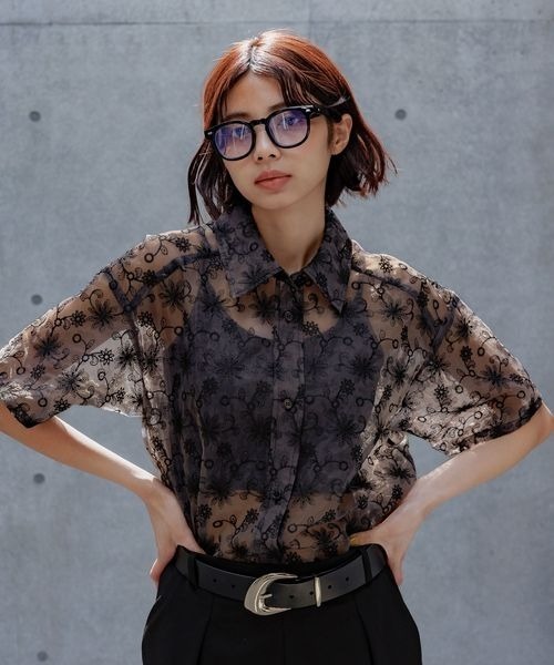 PAGEBOY（ページボーイ）の「フラワーシシュウシアーシャツ（シャツ/ブラウス・レディース・ブラック/オフホワイト/チャコールグレー・FREE）」の19枚目の写真