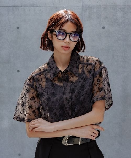 PAGEBOY（ページボーイ）の「フラワーシシュウシアーシャツ（シャツ/ブラウス・レディース・ブラック/オフホワイト/チャコールグレー・FREE）」の21枚目の写真