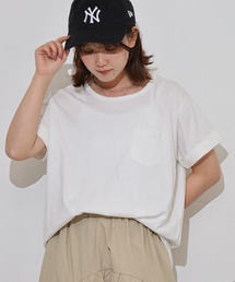 mitis ラウンドヘム胸ポケット付きTシャツ