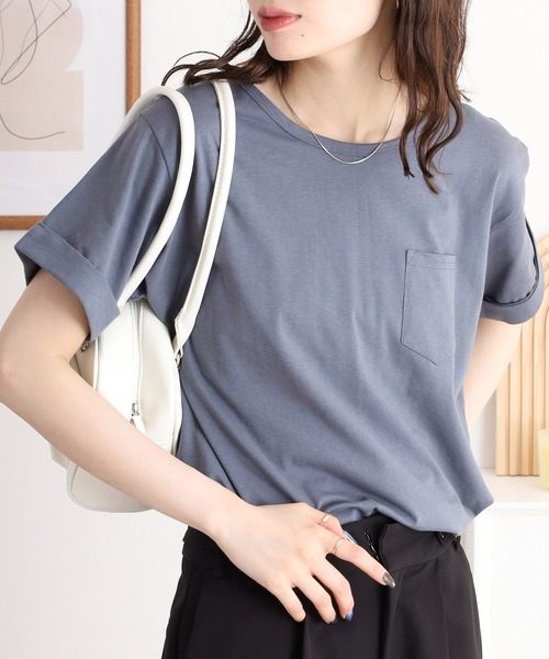 mitis(ミティス)の「mitis ラウンドヘム胸ポケット付きTシャツ(Tシャツ/カットソー・レディース・ブラック/ベージュ/ブルー/オフホワイト/ライトカーキ・M)」の16枚目の写真