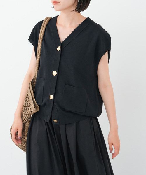 Spick & Span（スピックアンドスパン）の「《WEB限定 / 追加》ウォッシャブルVネックニットベスト（ベスト・レディース・ホワイト/ブラック・FREE）」の14枚目の写真