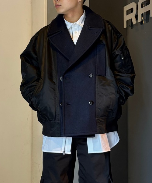 EMMETI 異素材ミックスピーコート EMMETI 異素材ミックスピーコート 【公式通販】