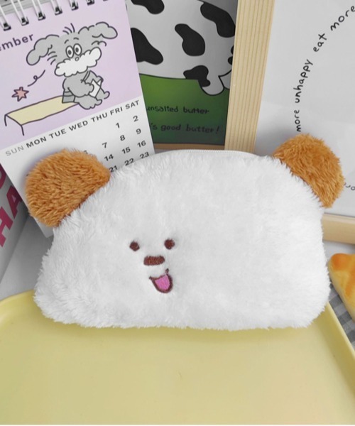 セール】Pochi Pouch/もこもこ アニマル ジップ ポーチ（ポーチ
