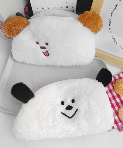 セール】Pochi Pouch/もこもこ アニマル ジップ ポーチ（ポーチ