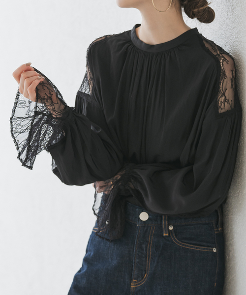 レーストリミングフリルカフスブラウス レーストリミングフリルカフスブラウス（シャツ/ブラウス