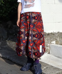<moyan ecri>リバーシブル/アフリカ生地ロングスカートAFRICA REVERSIBLE DRAWSTRING SKIRT