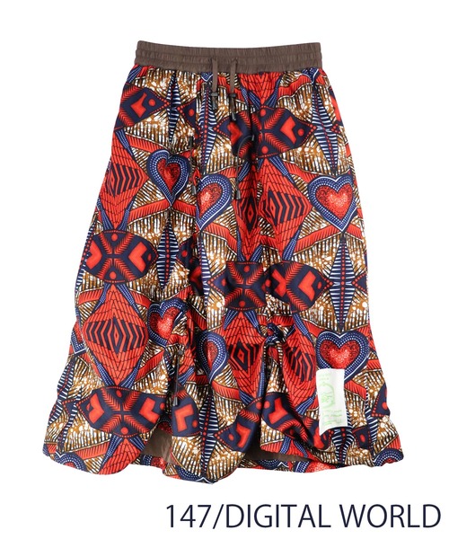 moyan ecri(モヤン エクリ)の「<moyan ecri>リバーシブル/アフリカ生地ロングスカートAFRICA REVERSIBLE DRAWSTRING SKIRT(スカート・レディース・グリーン系その他/パープル系その他/レッド系その他/イエロー系その他/ブラック系その他・FREE)」の12枚目の写真
