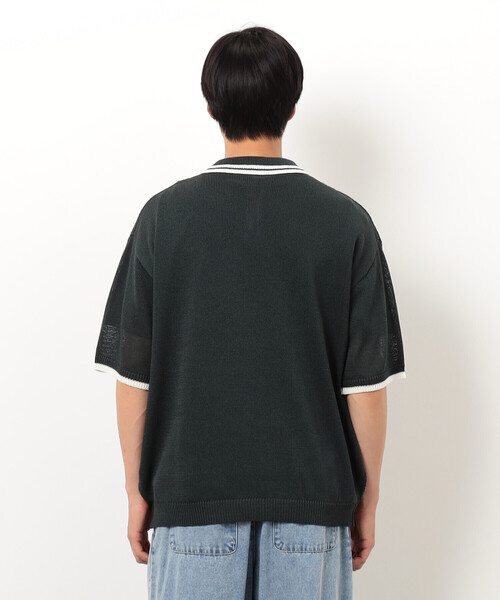 Purple&Yellow(パープルアンドイエロー)の「シアーポロニット(ニット/セーター・メンズ・グリーン/ブラック/グレイッシュベージュ・SMALL/MEDIUM/LARGE)」の7枚目の写真