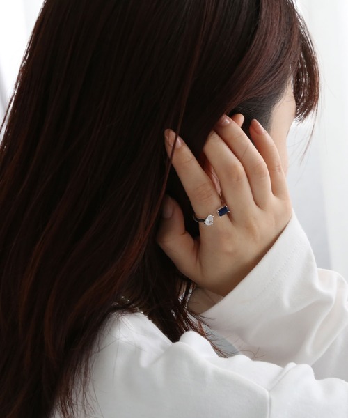 colleca la（コレカラ）の「[silver925]ストーンフォークリング〈金属アレルギー対応〉（リング・レディース・シルバー・FREE）」の2枚目の写真
