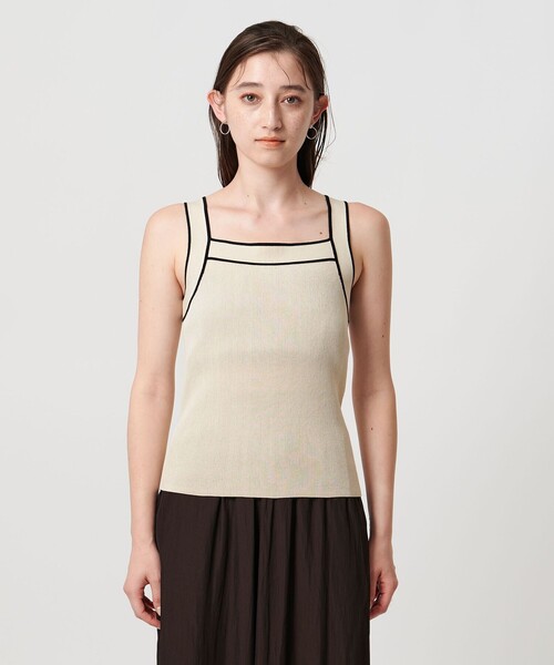 UNITED ARROWS（ユナイテッドアローズ）の「リブスクエアネック パイピングキャミソール - ウォッシャブル -（キャミソール・レディース・ネイビー/ベージュ・FREE）」の7枚目の写真
