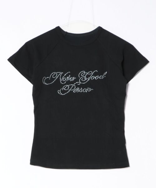 LADY LIKE（レディライク）の「ラインストーンロゴ美シルエット半袖Tシャツ（Tシャツ/カットソー・レディース・ブラック/ホワイト/ダークグレー/ブルー・M）」の12枚目の写真