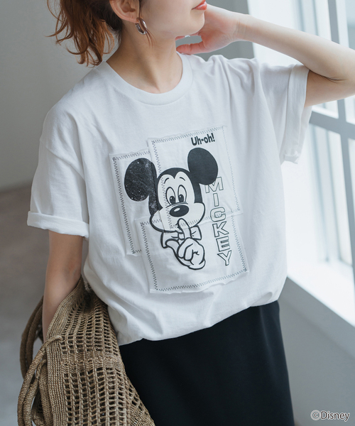 スピックアンドスパン⚫︎wiffle MickeyパッチワークTee 半袖Tシャツ WEB限定追加》WIFFLE / ウィッフル パッチワークMICKY Tee(T