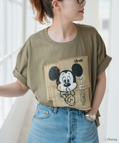 スピックアンドスパン⚫︎wiffle MickeyパッチワークTee 半袖Tシャツ WEB限定追加》WIFFLE / ウィッフル パッチワークMICKY Tee(T
