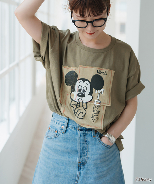 wiffle（ウィッフル）の「《WEB限定追加》WIFFLE / ウィッフル パッチワークMICKY Tee（Tシャツ/カットソー・レディース・カーキ/ブラック/ホワイト・FREE）」の15枚目の写真