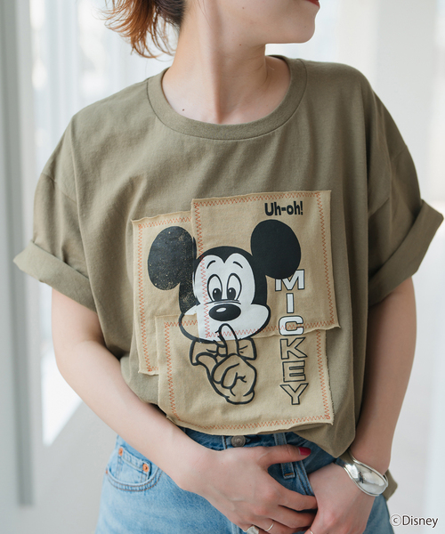 wiffle（ウィッフル）の「《WEB限定追加》WIFFLE / ウィッフル パッチワークMICKY Tee（Tシャツ/カットソー・レディース・カーキ/ブラック/ホワイト・FREE）」の16枚目の写真