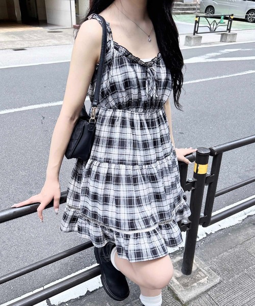 ルイヴィトン　チェック柄 半袖ミニワンピース 3816a9d51587479f68067b8d3c304d