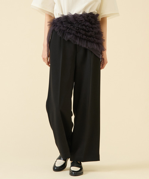 martinique（マルティニーク）の「2タックパンツ（セットアップ可）（その他パンツ・レディース・ブラック/オフホワイト・2/1）」の2枚目の写真