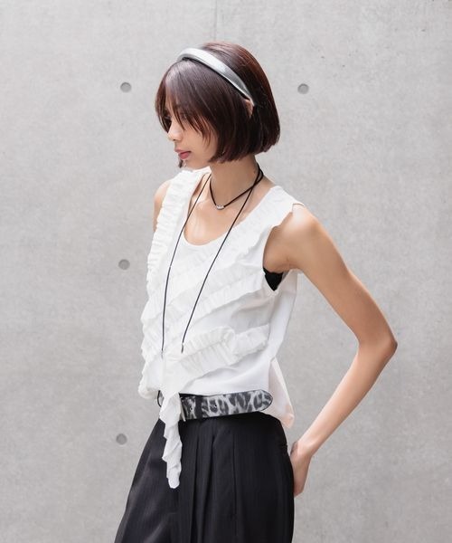 PAGEBOY(ページボーイ)の「ランダムフリルタンクトップ(タンクトップ・レディース・オフホワイト/グレー/ブラック・FREE)」の5枚目の写真