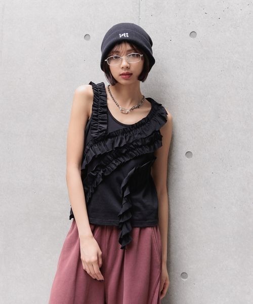 PAGEBOY(ページボーイ)の「ランダムフリルタンクトップ(タンクトップ・レディース・オフホワイト/グレー/ブラック・FREE)」の14枚目の写真