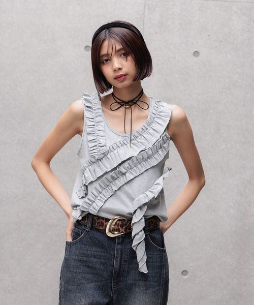 PAGEBOY(ページボーイ)の「ランダムフリルタンクトップ(タンクトップ・レディース・オフホワイト/グレー/ブラック・FREE)」の17枚目の写真