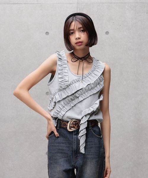 PAGEBOY(ページボーイ)の「ランダムフリルタンクトップ(タンクトップ・レディース・オフホワイト/グレー/ブラック・FREE)」の21枚目の写真