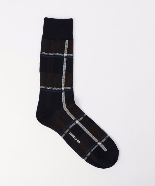 COMME CA ISM(コムサイズム)の「アシンメトリー チェック柄 ソックス(ソックス/靴下・メンズ・ブラック×グレー/ブルー系その他/ブラック×ブルー/ブルー系その他2・27cm)」の2枚目の写真