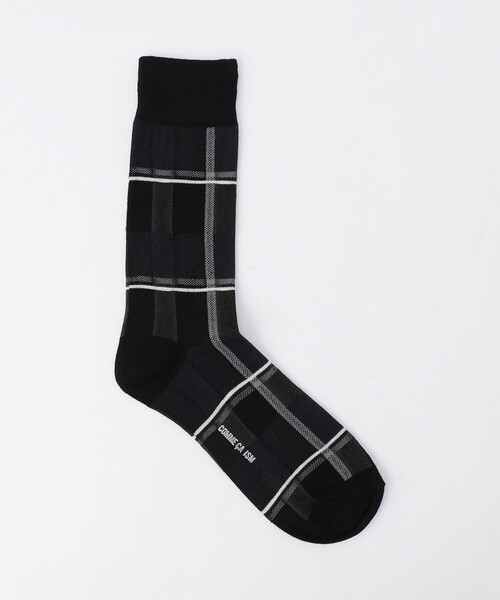 COMME CA ISM(コムサイズム)の「アシンメトリー チェック柄 ソックス(ソックス/靴下・メンズ・ブラック×グレー/ブルー系その他/ブラック×ブルー/ブルー系その他2・27cm)」の1枚目の写真