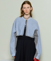 Different Material Docking Sweat Cardigan/異素材ドッキングスウェットカーディガン