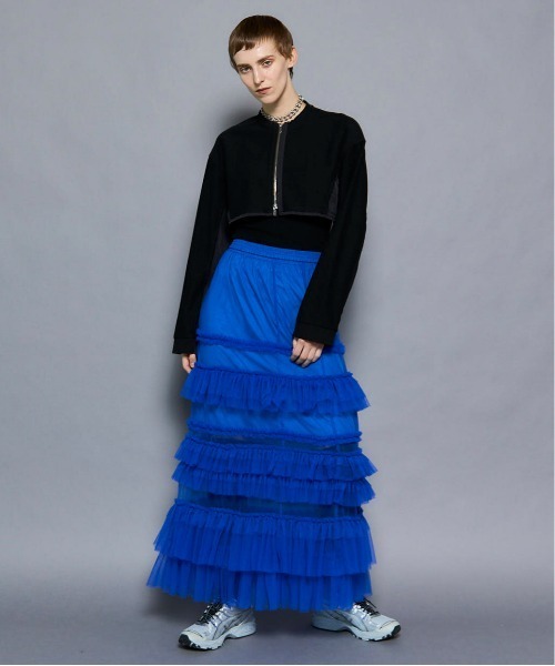 MAISON SPECIAL（メゾンスペシャル）の「Different Material Docking Sweat Cardigan/異素材ドッキングスウェットカーディガン（カーディガン/ボレロ・レディース・ブラック/オフホワイト/グレー・FREE）」の4枚目の写真