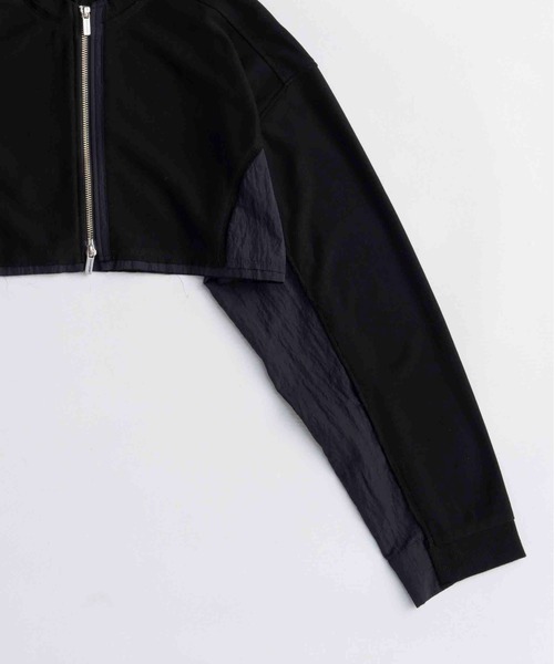 MAISON SPECIAL（メゾンスペシャル）の「Different Material Docking Sweat Cardigan/異素材ドッキングスウェットカーディガン（カーディガン/ボレロ・レディース・ブラック/オフホワイト/グレー・FREE）」の12枚目の写真