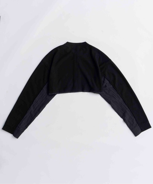 MAISON SPECIAL（メゾンスペシャル）の「Different Material Docking Sweat Cardigan/異素材ドッキングスウェットカーディガン（カーディガン/ボレロ・レディース・ブラック/オフホワイト/グレー・FREE）」の13枚目の写真