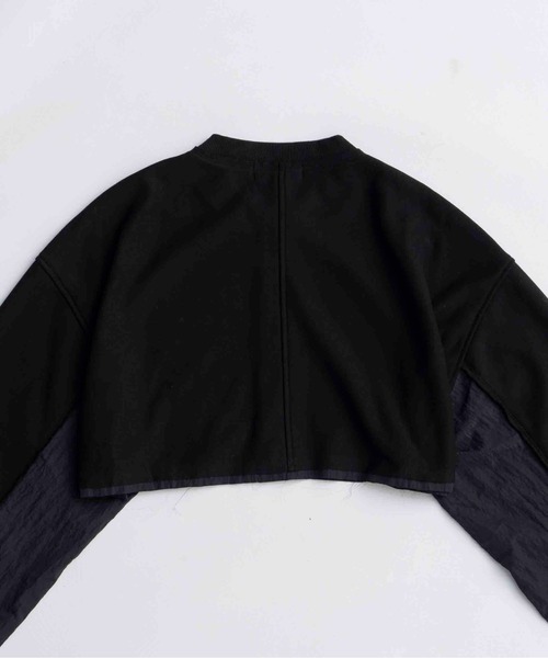 MAISON SPECIAL（メゾンスペシャル）の「Different Material Docking Sweat Cardigan/異素材ドッキングスウェットカーディガン（カーディガン/ボレロ・レディース・ブラック/オフホワイト/グレー・FREE）」の14枚目の写真