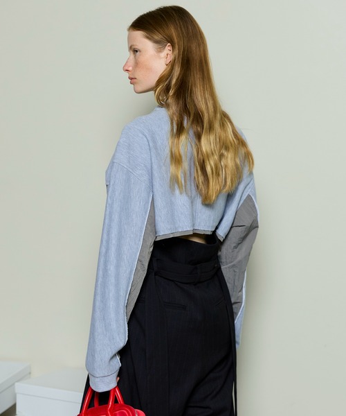 MAISON SPECIAL（メゾンスペシャル）の「Different Material Docking Sweat Cardigan/異素材ドッキングスウェットカーディガン（カーディガン/ボレロ・レディース・ブラック/オフホワイト/グレー・FREE）」の18枚目の写真